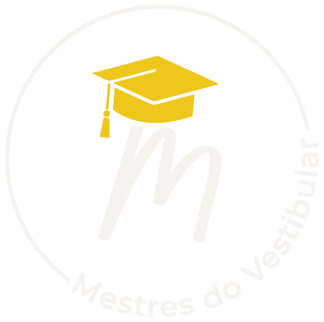 Mestres do Vestibular Logo Redonda Branco com Amarelo